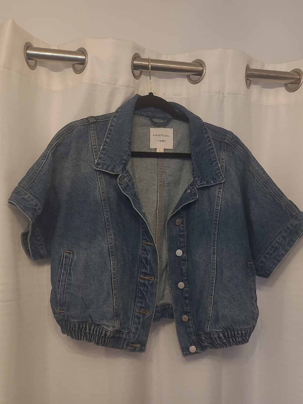 Habitual Cropped Short Sleeve Blue Jean Trucker Jacket